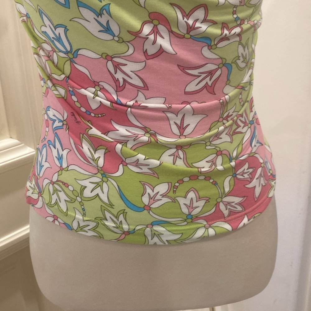Emilio Pucci Floral Design Top - Lime and Pink - Picture 6 of 7